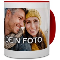 PhotoFancy® - Tasse mit Foto Bedrucken Lassen - Fototasse Personalisieren – Kaffeebecher zum selbst gestalten (Rot)