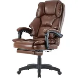 Trisens Bürostuhl mit Fußstütze und flexiblen 3-Punkt-Armlehnen ergonomischer Schreibtischstuhl im Lederoptik-Design mit einer verstellbaren Rückenlehne für gesündere Sitzhaltung