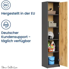 home collective Regal mit 5 Ebenen Aktenschrank mit 4 Einlegeböden und 1 Tür, in mattem Finish Standregal 39 cm breit graphit Eiche Holzwerkstoff, Fächer, 39x180x35 Schlafzimmer, Kleiderschränke, Schrankzubehör
