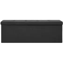 vidaXL Sitzbank mit Stauraum Schwarz Leinenoptik