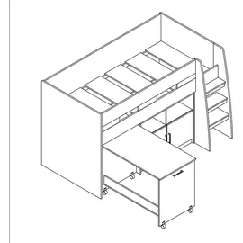 Hti-Living Hochbett Luisa 90 x 190 cm MDF weiß
