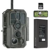 GardePro E8P Max Wildkamera WLAN, Wiederaufladbare 8000mAh Akku, Integrierte SD Karte, 64MP 1296P, E8PMB Wildtierkamera mit bewegungsmelder nachtsicht, Handyübertragung