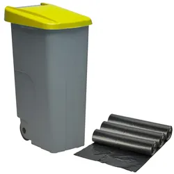 110L Müllcontainer mit 30 Plastikmüllsäcken in Gelb WellHome Recycling