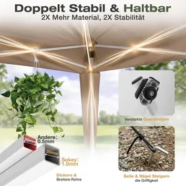 Sekey Faltpavillon 3 x 3 m inkl. 4 Seitenteile Schwarz/Khaki