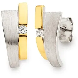 Paar Ohrstecker BRUNO BANANI "Schmuck Geschenk Silber 925 Ohrschmuck Ohrringe Glitzerstein", gold (silberfarben, gelbgoldfarben, kristallweiß, kristallweiß), Ohrringe, Damen, Silber 925 (Sterlingsilber), Creolen Ohrring Ohrschmuck Ohrstecker, mit Zirkonia (synth.)