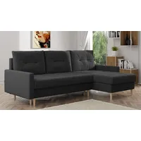 Möbel punkt Ecksofa OSLO Webstoff Schwarz mit Bett Bettkasten