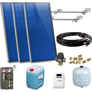 Flachkollektor Komplett Solarpaket Solaranlage Warmwasser Solar 2,03-10,15m2 : Dachparallel (Schrägdach) ohne 1 Kollektoren