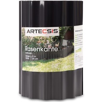 ARTECSIS 1x Rasenkante aus Kunststoff, 9 m x 20cm, Anthrazit, gewellt, Umrandung für Beete, Beeteinfassung, Rasenbegrenzung