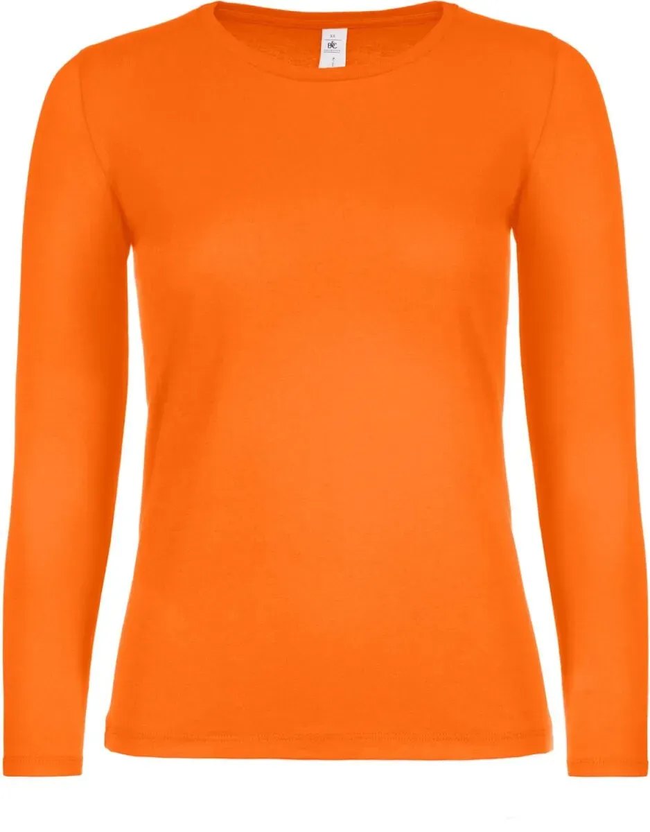B&C Damen T-Shirt #E150 langarm Long Sleeve TW06T orange XS
