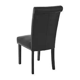 Mendler 2er-Set Esszimmerstuhl Chesterfield II, Stuhl Küchenstuhl, Nieten ~ Kunstleder, schwarz, dunkle Beine