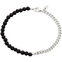 KUZZOI Bead-Armband-Set Panzerkette Lava Schwarz 925 Sterling Silber silberfarben 21 cm