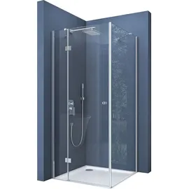 doporro Eck-Duschkabine mit Drehtür rechts 90 x 90 cm transparent ESG-Sicherheitsglas D05K