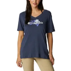 COLUMBIA Damen T Shirt Bluebird DayTM Relaxed V, Nocturnal Hthr, Jubilant Flower Graphic, XL
