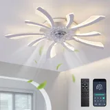 Depuley LED Deckenventilator mit Beleuchtung und Fernbedienung: Lampe mit Ventilator und APP für Schlafzimmer Weiß - Leise Deckenventilator mit 5 Licht für Decke - Dimmbar Deckenlampe 78cm