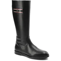 Schwarze Stiefel Tommy Hilfiger Elegante Damen Lederschuhe, 37