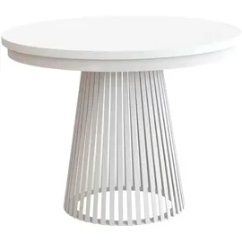 beautysofa Runder Tisch LUMI Ø 100–180 cm ausziehbar, Metallbeine, Loft-Stil, Farbe: Weiß/Weiß - Weiß