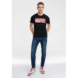 LOGOSHIRT T-Shirt "Marvel Comic Block Logo", Jungen, Gr. 3XL, schwarz, 100% Baumwolle, unifarben, normal, Rundhals, Shirts T-Shirt, mit coolem Print