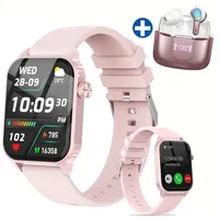 ibettertec Smartwatch Damen Herren und kabellose Bluetooth-Kopfhörer Set Smartwatch 1.85'' HD Fitnessuhr,Smart Watch for Women mit 200+ Sportmodi,Fitness Tracker mit Herzfrequenz,SpO2,Schrittzähler & Schlafmonitor,IP68 für iOS Android rosa