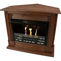 Gelkamin Ethanolkamin Kaminofen Eckkamin Apollo inkl. Zubehör Set + Sicherheitsglas - Nussbaum - Braun