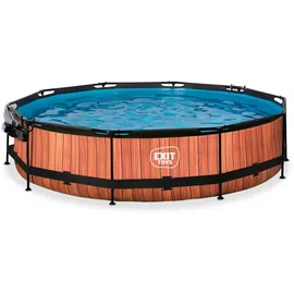EXIT TOYS Wood Pool Set 360 x 76 cm inkl. Filterpumpe + Abdeckung