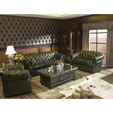 Salottini Chesterfield 3-2-1 Garnitur Leder 3-Sitzer + 2-Sitzer + Sessel Grün