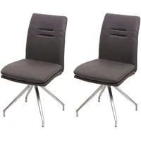 Mendler 2er-Set Esszimmerstuhl HWC-H70, Küchenstuhl Lehnstuhl Stuhl, Stoff/Textil Edelstahl