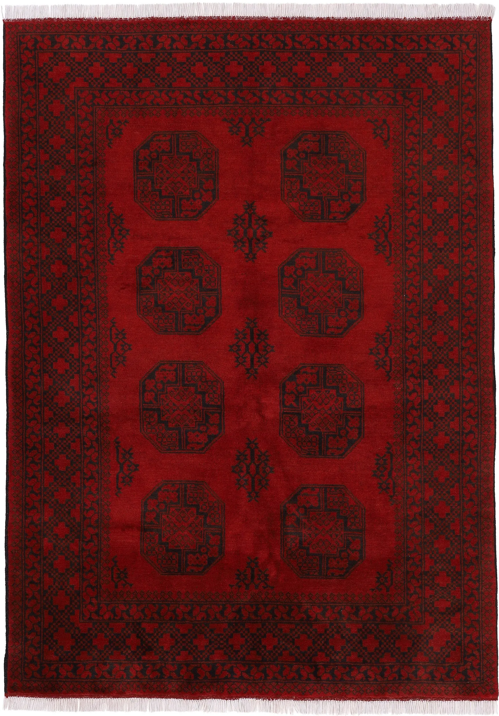Orientteppich WOVEN ARTS "Afghan Akhche" Teppiche Gr. B/L: 200 cm x 290 cm, 10 mm, 1 St., rot Orientalische Muster handgeknüpft, reine Wolle für ein warmes Raumklima