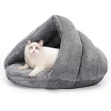 ALLSOPETS Hundebett Katzenhöhle Gemütliches Zelt für Katzen Kleine Hunde und Welpen Dreieckiges Haustierbett mit Rutschfester Unterseite für Komfortablen Schlaf (Hellgrau, M)