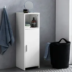 FineBuy FinBuy Badschrank Spanplatte Beistellschrank Badregal Weiß Schmal Freistehend