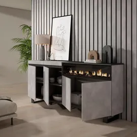 SKRAUT HOME Elektrokamin 200/35/87 cm Zementgrau