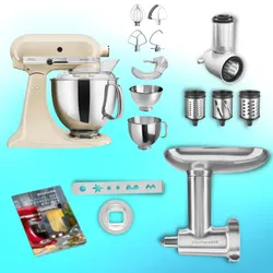 KitchenAid Küchenmaschine 175er Vorteils-Set Advance -Gemüseschneider 5KSMVSA -Fleischwolf 5KSMMGA - Kochbuch