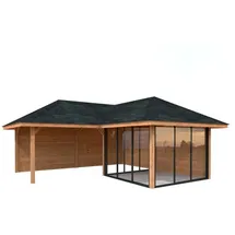 Palmako Pavillon Bianca 24,9 m2 Set 212 Slide - 28 mm hellbraun tauchgrundiert