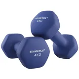 SONGMICS Kurzhantel Hanteln, (2er Set Neopren-Beschichtung, Hantelset, Kurzhanteln, Hexagon), 1KG-2KG-3KG-4KG-5KG Krafttraining, Workout, Fitnesstraining blau 2 x 4 kg