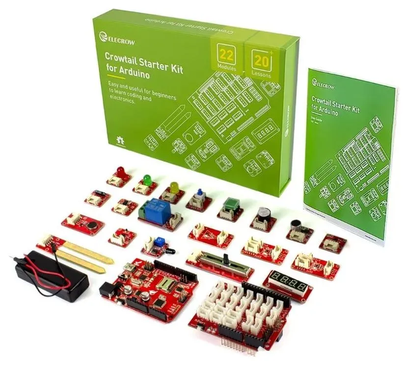 Elecrow Crowtail Starter Kit Arduino CR0035, 22 Module 4Pin, Programmieren lernen mit Tutorials