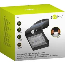 goobay Solar LED-Wandleuchte mit Bewegungsmelder, 1,5 W, schwarz