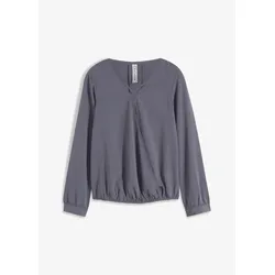 bonprix Bluse mit Wickeloptik, blau, 44