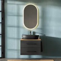 Planetmöbel Waschtischunterschrank LUX 70 cm Gold Eiche / Anthrazit
