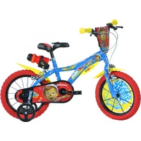Dino Kinderfahrräder Jungen Pinocchio 14 Zoll 24 cm Jungen Felgenbremse Blau/Rot