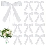 MOSNOW 50 Stück Weißes Schleifenband Weiß Hochzeit Deko Schleife Band Weiss Organza für Hochzeitsdeko, Auto, Tisch Zimmer Party Dekoration