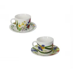 Kaffeetasse Wildblumen Set 2 Stück neues Knochenporzellan
