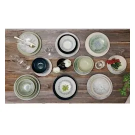 Ritzenhoff & Breker Cecina Tafel-Set 8-teilig, Speiseteller (26 cm) und Suppenteller (21 cm) für 4 Personen, Modernes Trendgeschirr, Steinzeug, Creme - Graphit