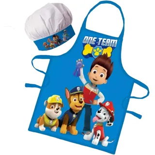 Sorrisini Kinderschürze Paw Patrol | Kochmütze und Schürze für Kinder | Kinderschürze Mädchen, Jungen | Verstellbare Kinderschürzen zum Backen, Malen | Kinder 3-8 Jahre Super - S