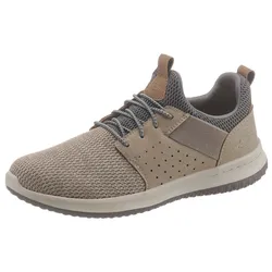 Slip-On Sneaker SKECHERS "Delson-Camben", Herren, Gr. 42, beige (taupe grau), Lederimitat, Textil, sportlich, Schuhe, Slipper, Freizeitschuh mit praktischem Gummizug, Topseller