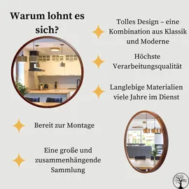 stolarnia pika Runder Wandspiegel 57 x 57 cm Braun