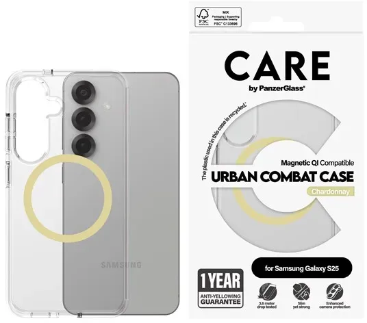 Flagship Case Transparent Urban Combat w. Chardonnay QI Compatible Samsung Galaxy S25