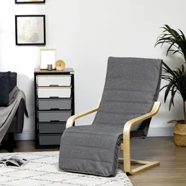 Homcom Relaxsessel mit verstellbaren Armlehnen und Fußteil Leinenoptik 66,5 x 100 x 94 cm Grau mit Kissen