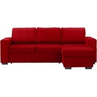 Carryhome Ecksofa, Rot, Textil, Uni, 3-Sitzer, Ottomane rechts, seitenverkehrt montierbar, L-Form, 244x157 cm, Schlafen auf Sitzhöhe, Rücken echt, Wohnzimmer, Sofas & Couches, Wohnlandschaften, Ecksofas