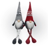 Lemodo Wichtel 2er Set, Weihnachtswichtel als Kantenhocker, Gnome mit Strickmützen