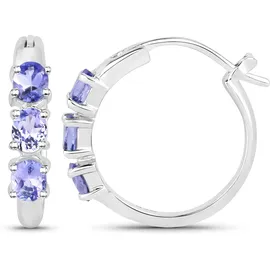 vira jewels Creolen Vira Jewels Silber 925 rhodiniert mit 6 Tansaniten weiß