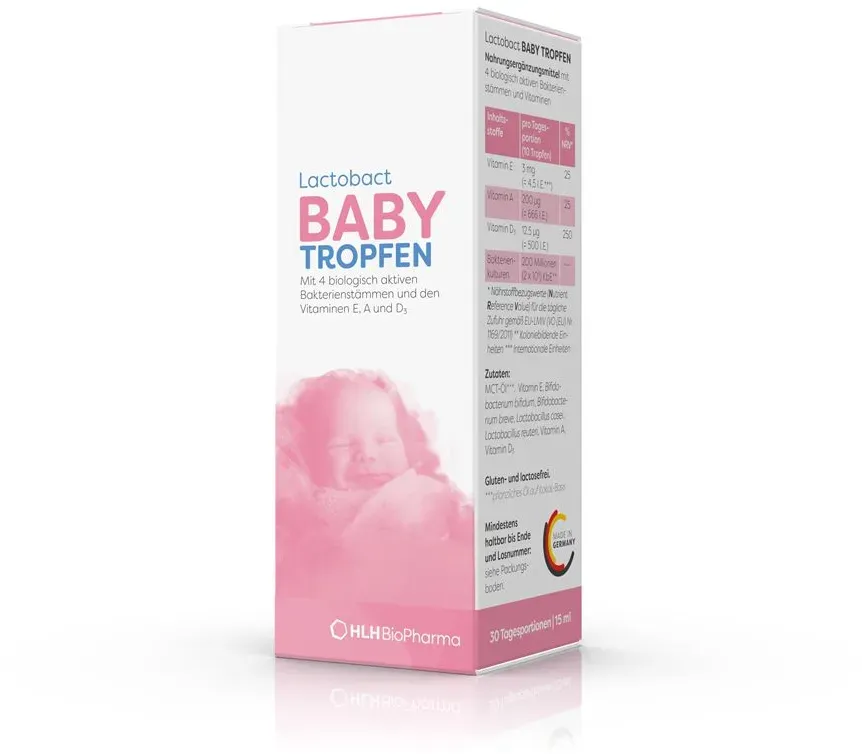 Lactobact Baby Tropfen - Biologisch aktive Bakterien für die Darmflora ab dem Tag der Geburt